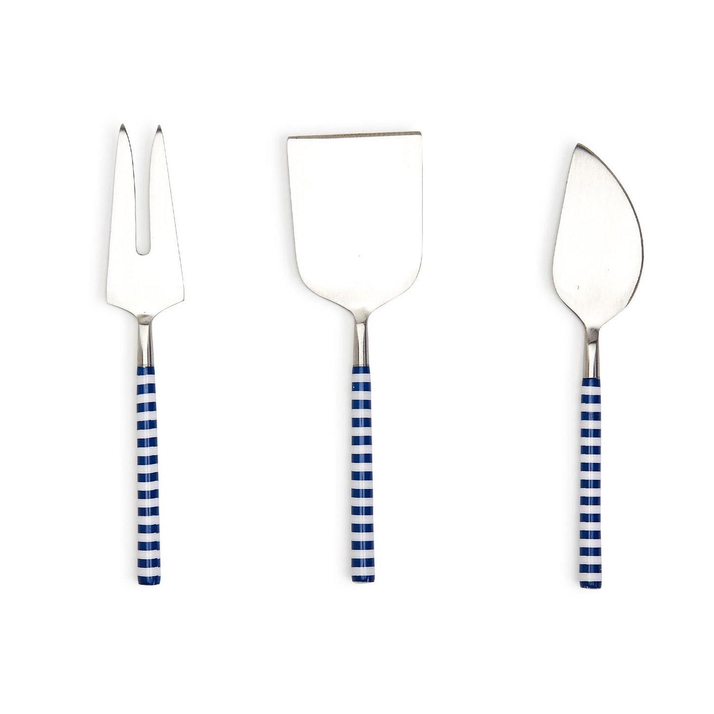 Yacht Club Set of 3 Blue and White Stripe Cheese Knives