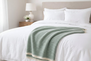 Cotton Blend Mini Herringbone Throw with Eyelash Fringes
