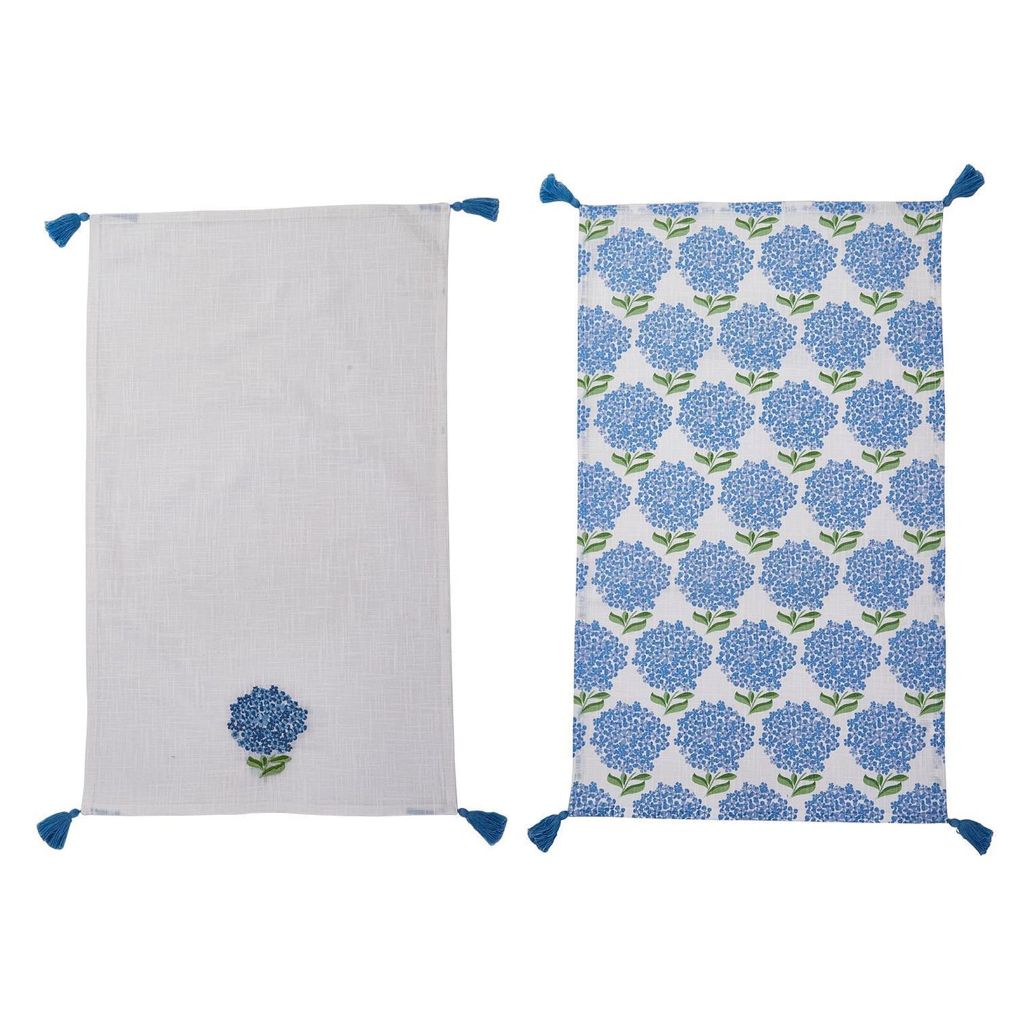 Hydrangea Dish Towel with Decorative Tassels