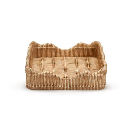 Scalloped Edge Basket Weave Pattern Napkin Holder