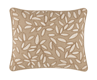 Amelia Embroidered Decorative Pillow   Natural   16" Lumbar
