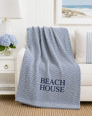 *CUSTOM* Cape Cod Throw   Regatta   Navy Thread   BEACH HOUSE
