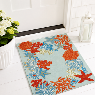 Ocean Scene Aqua Rug 24x36
