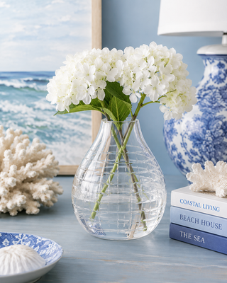 Etched Tear Drop Clear Glass Vase   Small
