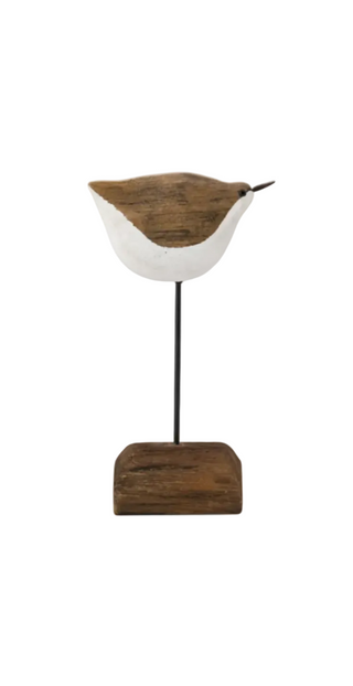 White & Natural Wood Seagull Spindles on Driftwood Base III
