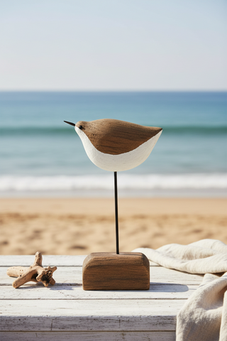 White & Natural Wood Seagull Spindles on Driftwood Base III
