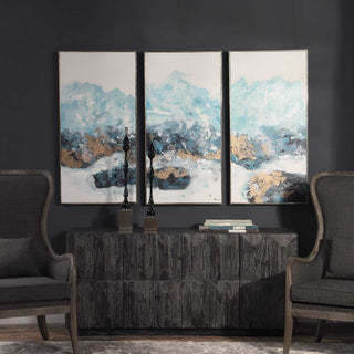 Crashing Waves Hand Painted Canvases   Set of 3
