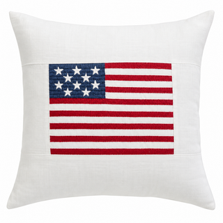 Flag White Linen Porch 21" x 21" Pillow

