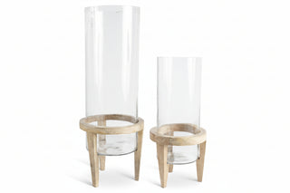 Large Glass Cylinders w/ 3 Leg Wood Stand
