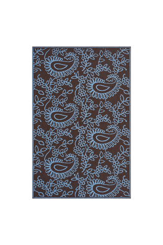 Paisley Outdoor Mat   Periwinkle/Brown
