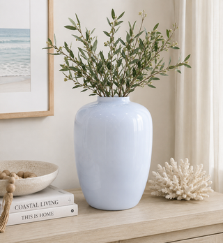 16" Oblong Vase With Flat Rim Glass
