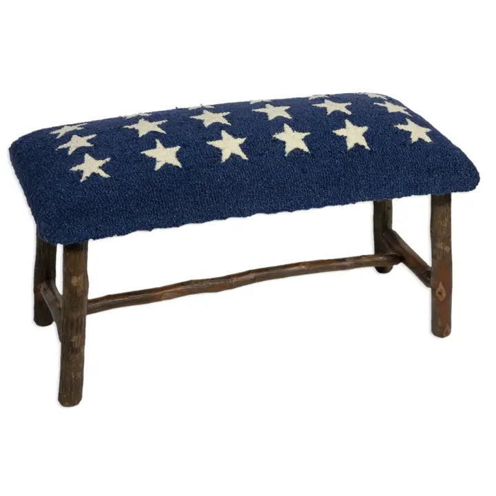 Blue Stars 32" x 15" x 17" Hickory Bench - Online Only