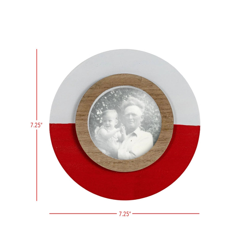 4x4 Photo Round Bobber Picture Frame Red Lake Decor