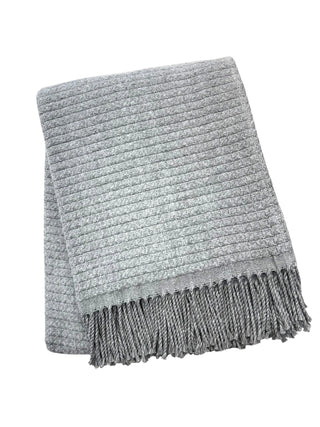 Basket Weave Textured Throw with Fringes
