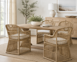 Lawson Rattan Arm Chair with Cushion, Natural
