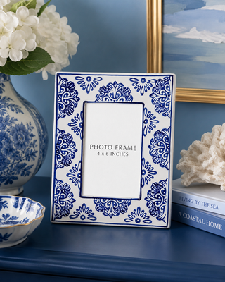 Blue & White Ceramic Photo Frame   Small
