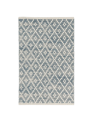 Melange Diamond Blue Handwoven Cotton Rug
