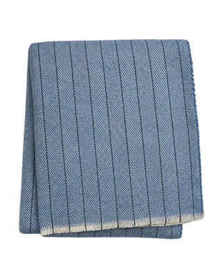 Cotton Blend Pinstripe Throw with Eyelash Fringes
