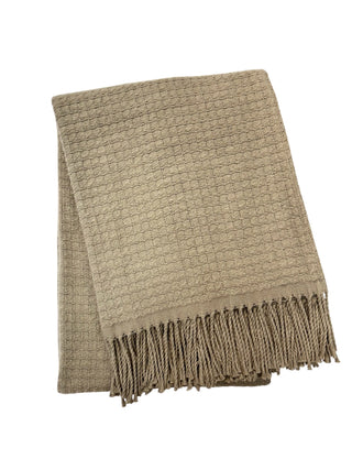 Basket Weave Textured Throw with Fringes
