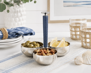 Laguna Nickel and Leather Condiment Holder
