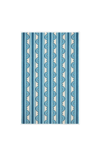 Button Blue Hand Micro Hooked Wool Rug 2x3
