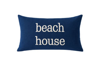 Indigo with White Thread Beach House Pillow 16x24
