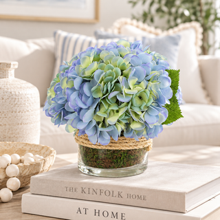 Hydrangea Glass Vase w/ Rope Blue
