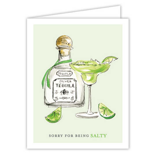Greeting Card Sorry For Being Salty Handpainted Tequila
