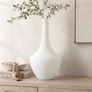 Avita 20" Glass Vase, Matte White
