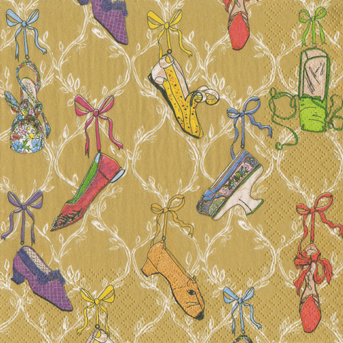 A History Of Shoes Gold Cocktail Napkin