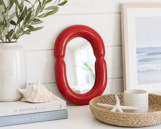 Ceramic Framed Mirror   Red
