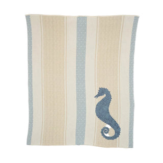 Seahorse Square Throw Blanket   Beige
