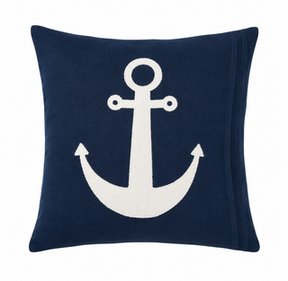 Indigo Anchor Linen Pillow
