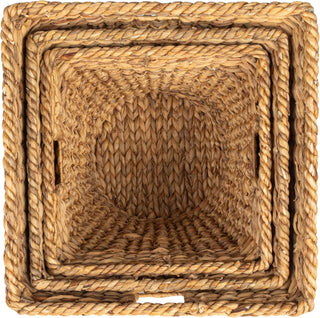 Hand Woven Water Hyacinth & Metal Baskets w/ Handles
