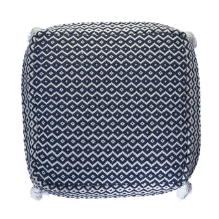 Navy and Ivory Diamond Pouf Navy/Ivory
