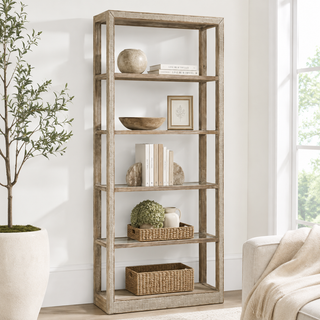87" Wythe Wooden Bookshelf Brown
