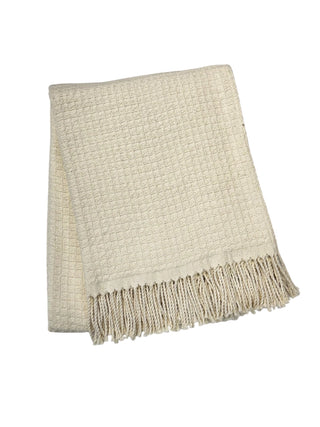 Basket Weave Textured Throw with Fringes
