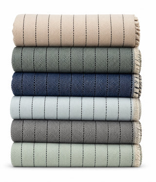 Cotton Blend Pinstripe Throw with Eyelash Fringes
