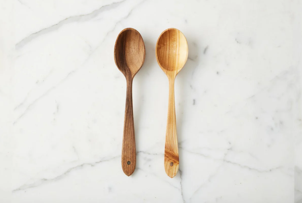 Fruitwood Large Serving Spoons, Set of 2
