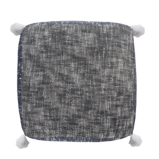 Modern Distressed Rope Lined and Tasseled Pouf
