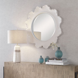 Sea Coral Round Mirror   White
