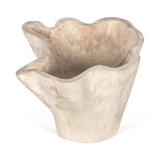Organic Teak Wood Carved Bowl   10"H   Natural
