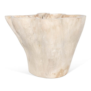 Organic Teak Wood Carved Bowl   10"H   Natural
