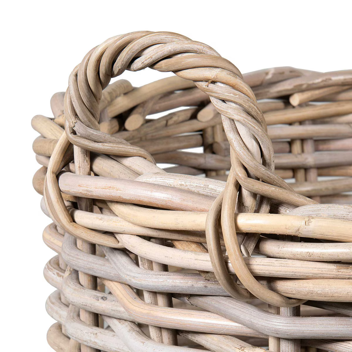 Mona Round Rattan Storage Baskets with Wheels Large