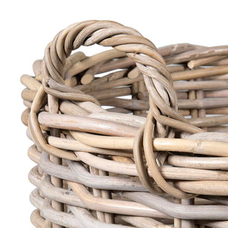 Mona Round Rattan Storage Baskets with Wheels Large
