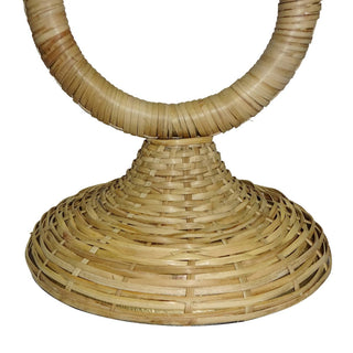 Set of 2   Rattan Wrapped Ring Pillar Candlestick   13.5"H   Natural
