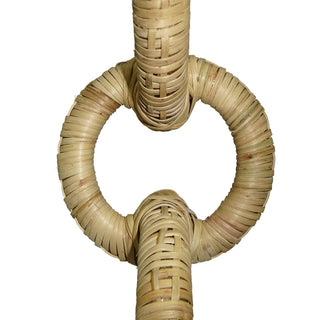 Set of 2   Rattan Wrapped Ring Pillar Candlestick   13.5"H   Natural
