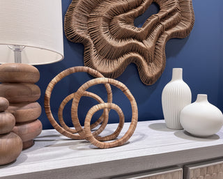 Set of 2   Rattan Wrapped Infinity Sculpture   10"H & 13"H   Natural

