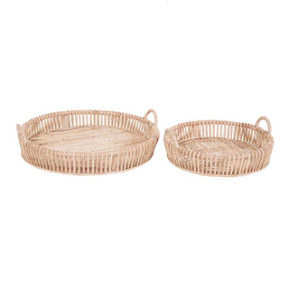 Cordelia Rattan Open Weave Round Trays With Handles Large
