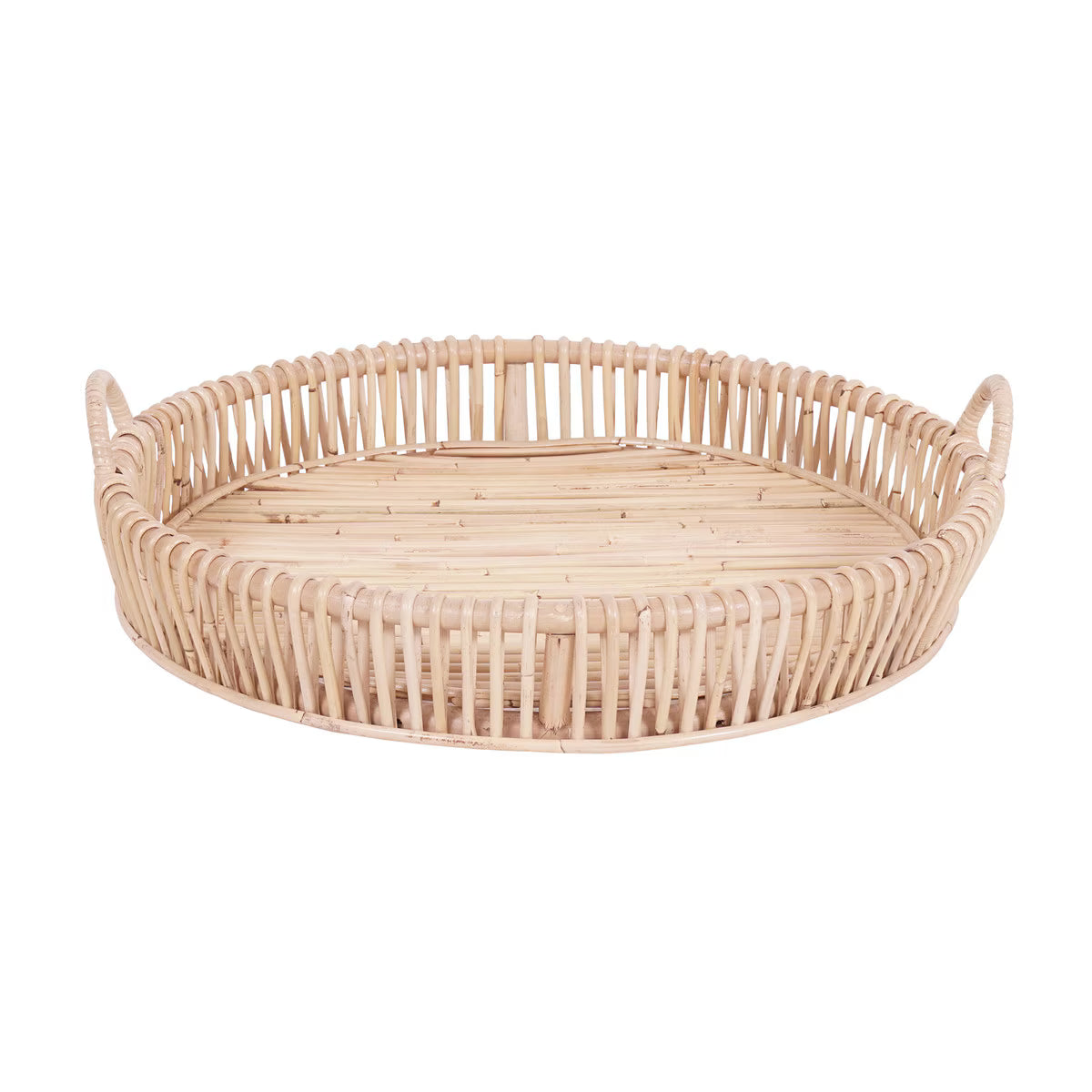 Cordelia Rattan Open Weave Round Trays With Handles Large